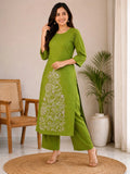 Women's Cotton Embroidered Kurti Set 1