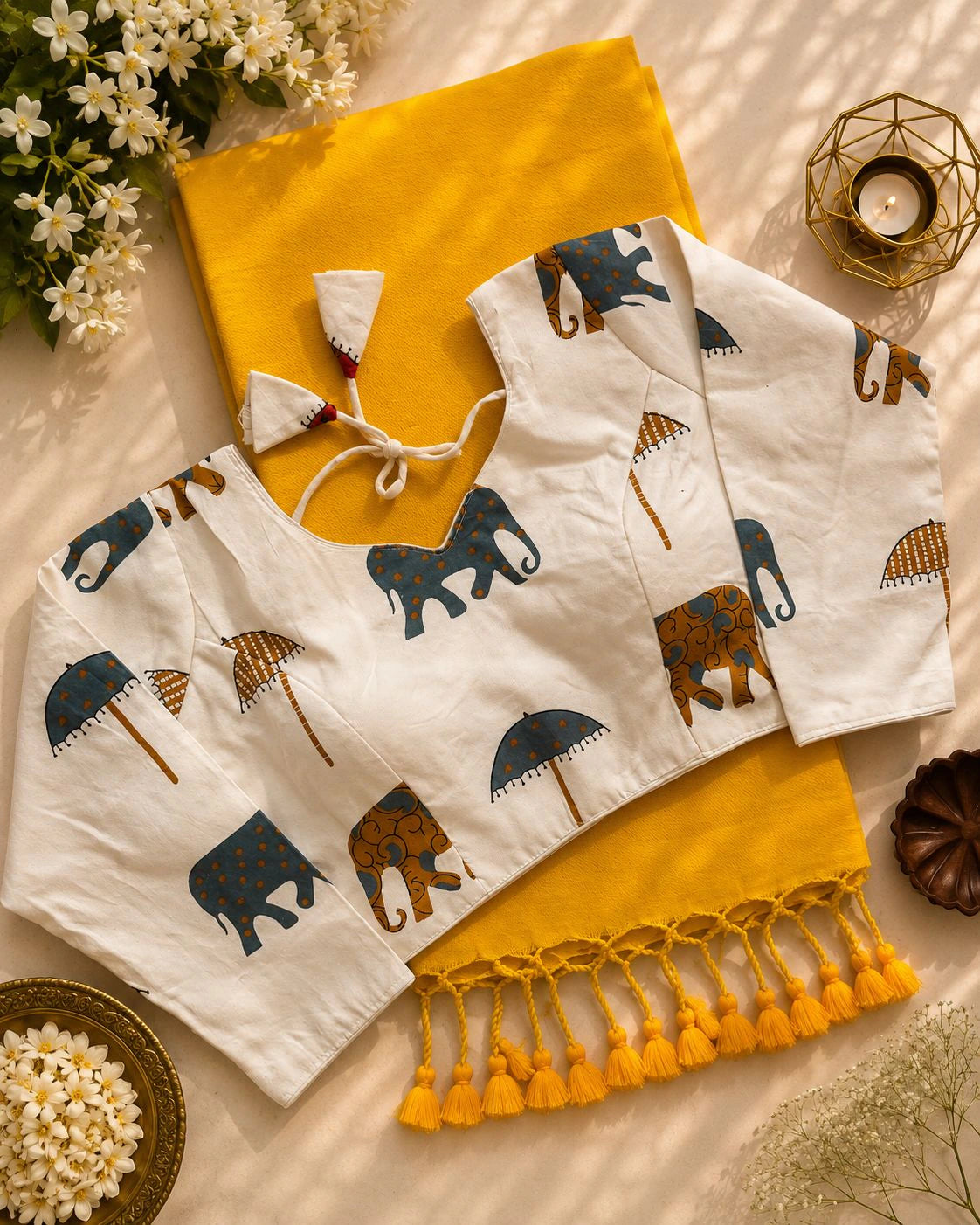 Khadi Cotton Saree with Printed Blouse 1