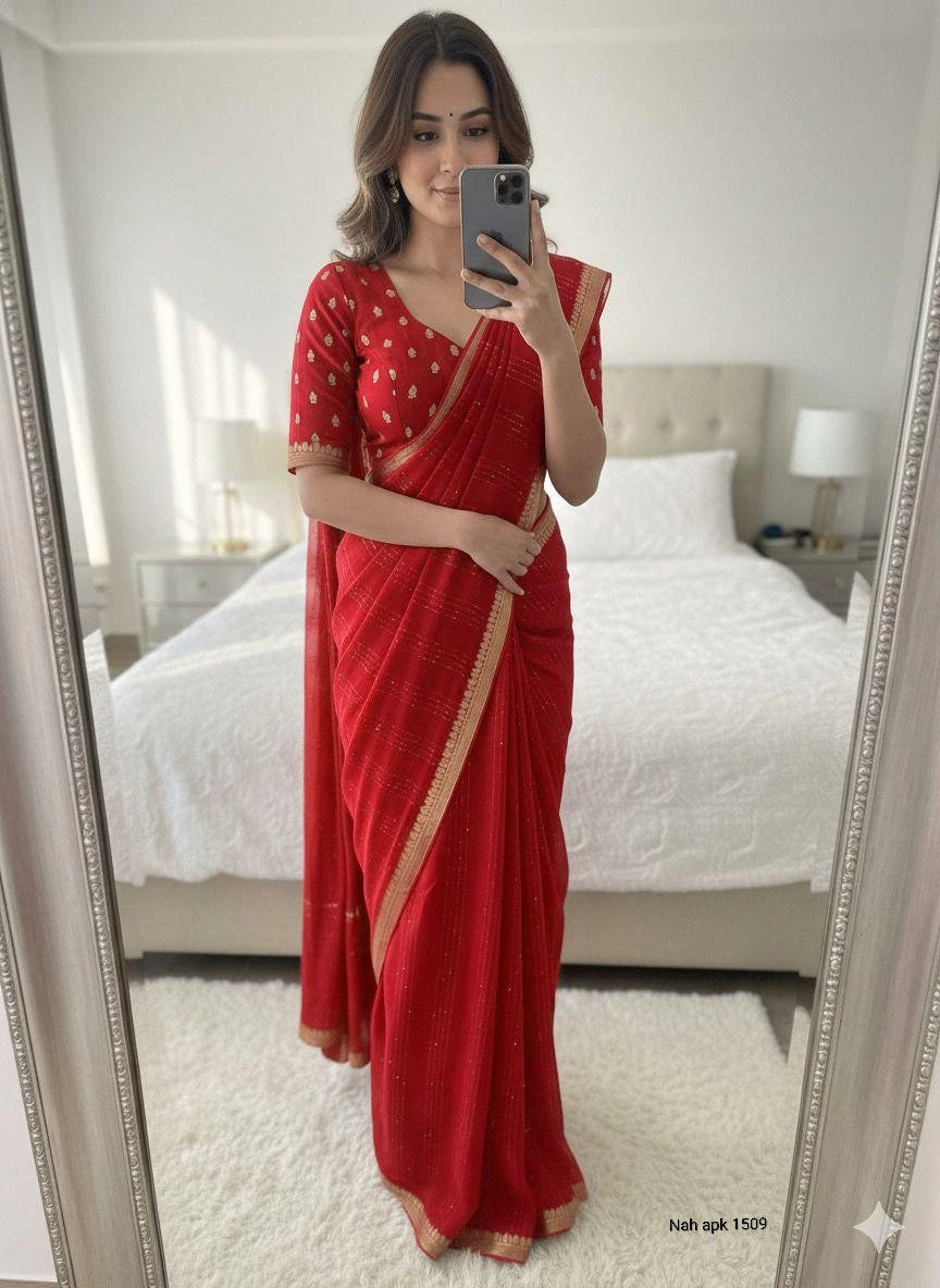 Viscose Georgette Sequence Saree 5