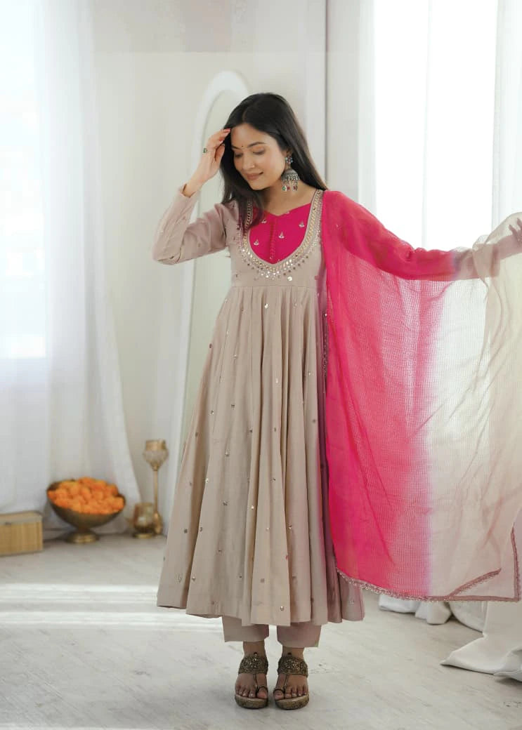 Roman Silk Anarkali Set 1