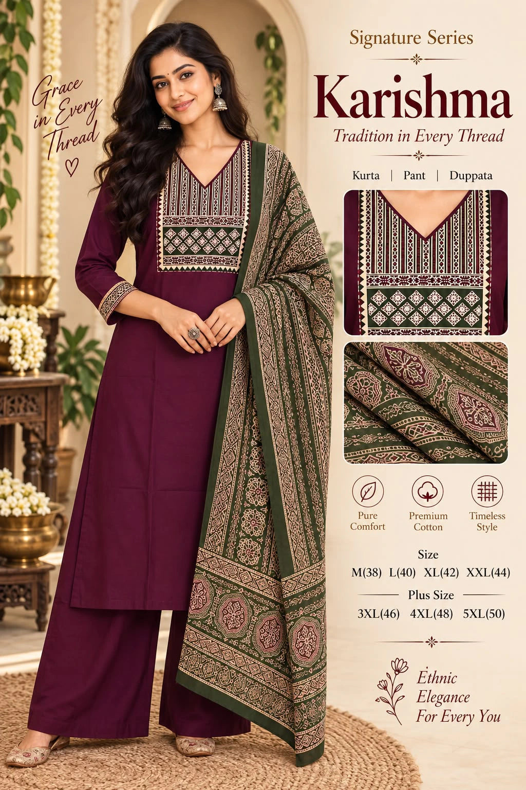 Cotton Ajrakh Print Kurta Set 8