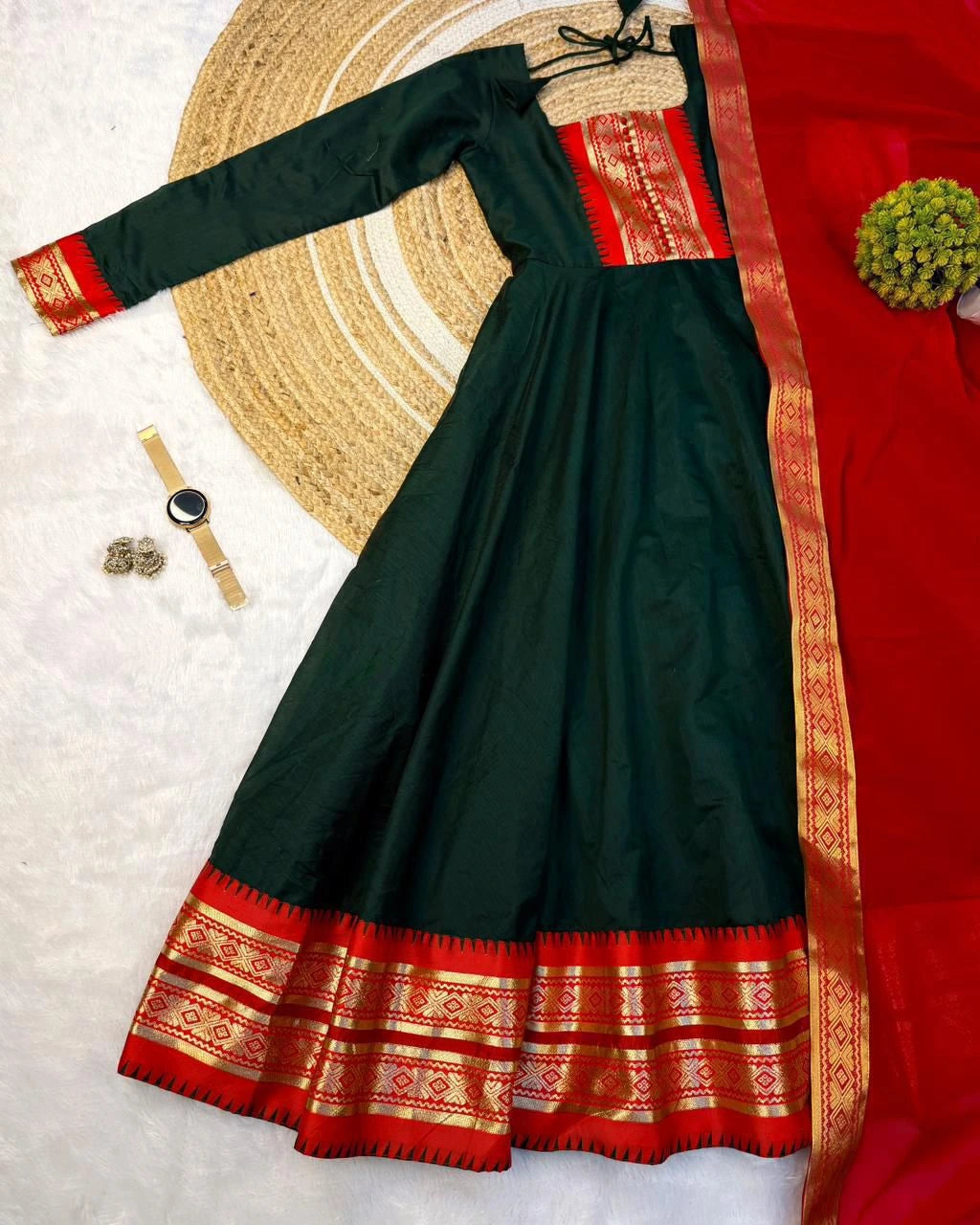 Pure Silk cotton Anarkali with dupatta 4