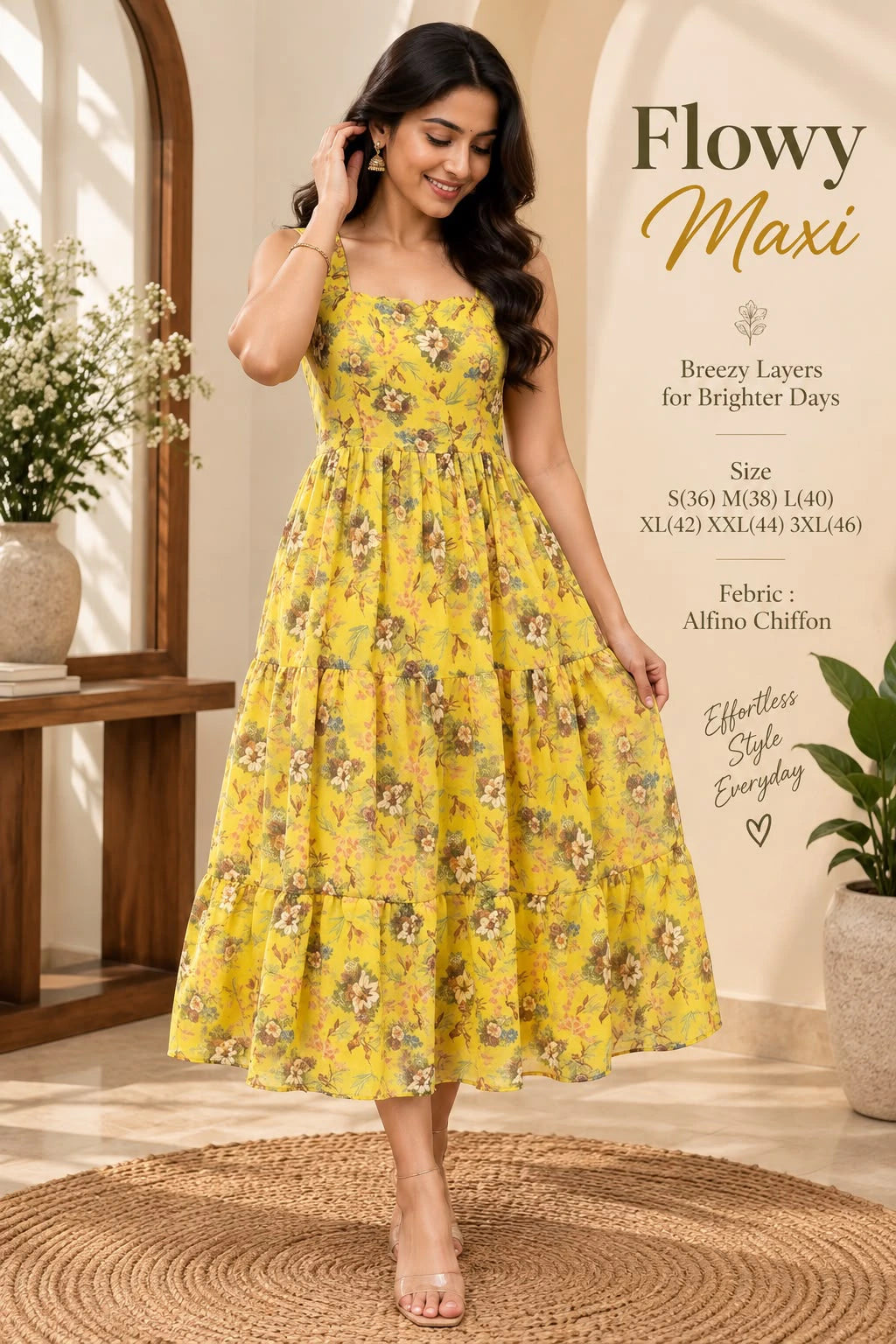 Alfino Chiffon Floral Maxi Dress 7