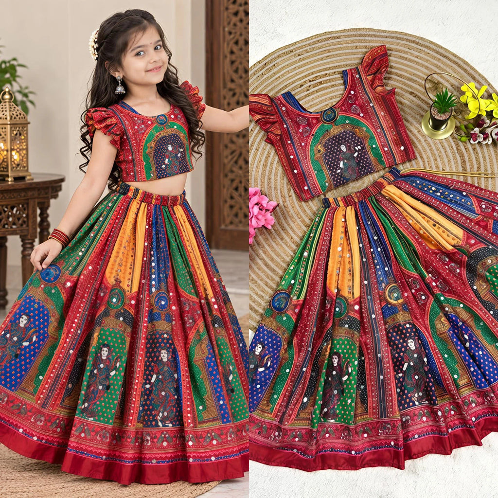 Chinon Silk Lehenga Choli for Kids 4