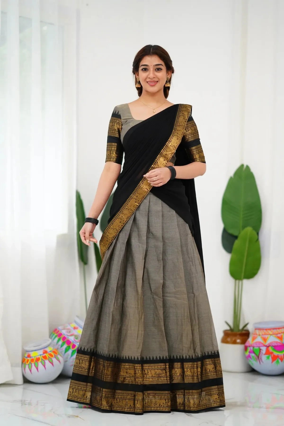 🌈🌈Evergreen Beautiful Kanjivaram Half-Saree Set🥻🥻 1