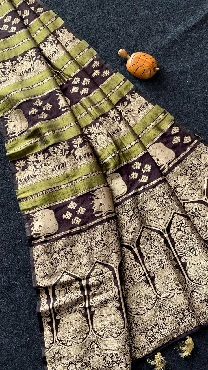 Khadi Crepe Paithani Saree 3