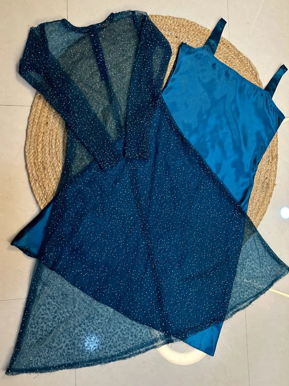 👑👑Insta Viral Galaxy 2-Piece Set With Shining inner Gown with a beautifully beaded outer coat👑👑 9