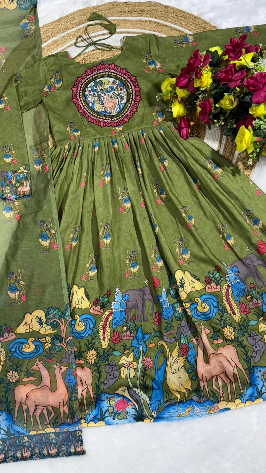 ❤️❤️Cotton Venkatagiri Animal Print Anarkali Sets❤️❤️ 8