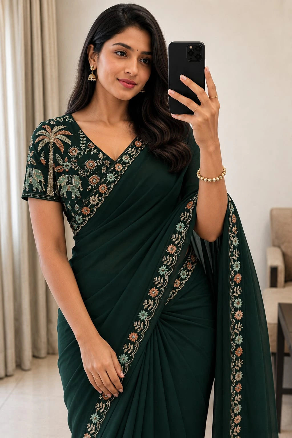 Georgette Embroidered Saree 1