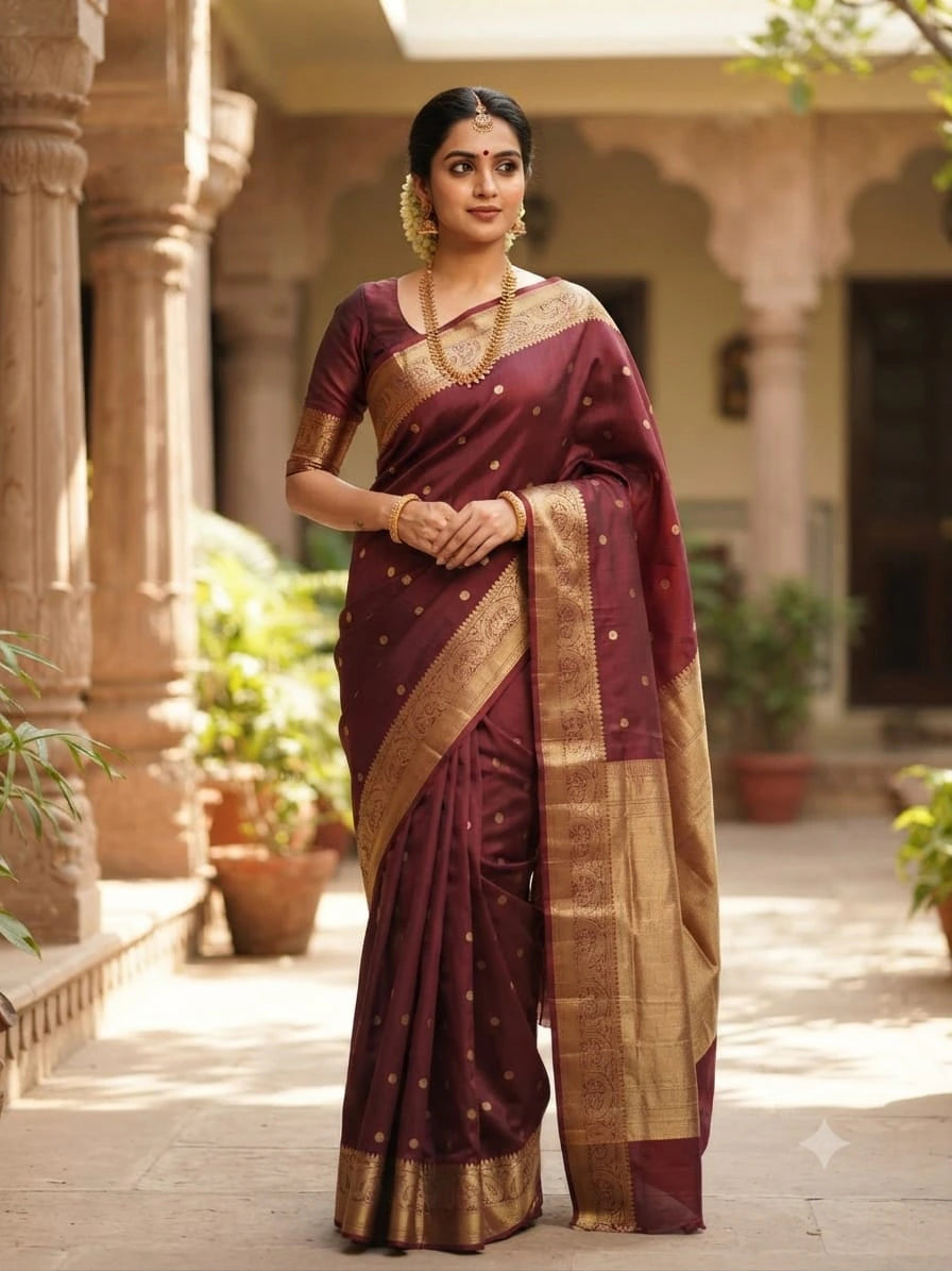 Bridal Silk Saree with Rich Pallu and Blouse 1