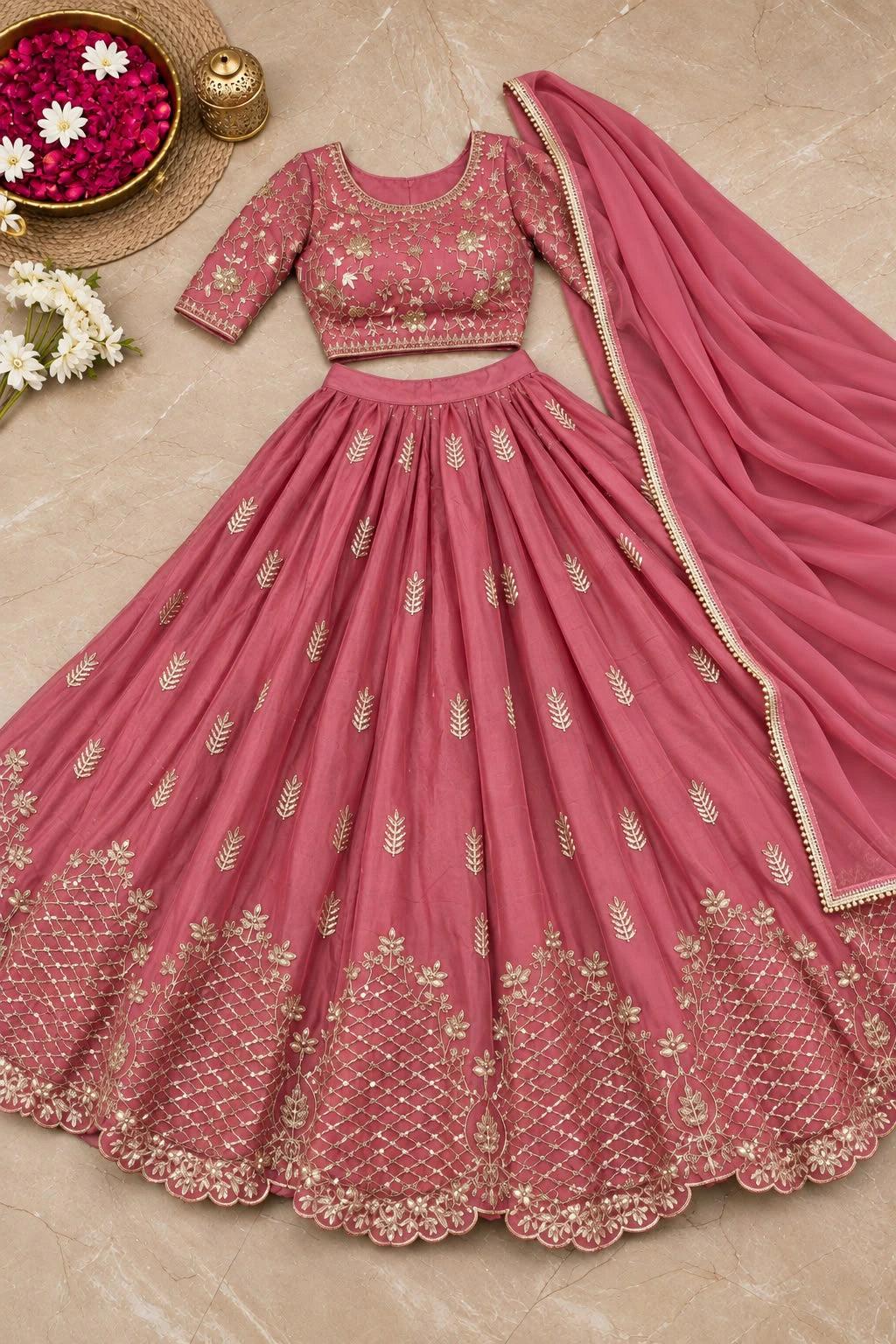 Georgette Embroidered Lehenga Choli Set 8