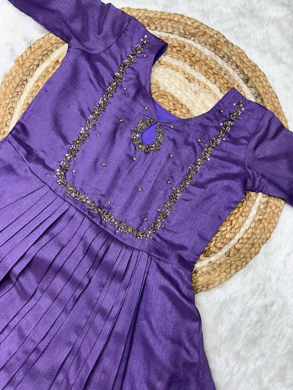 ❤️Vichithra Silk Handwork Gown with dupatta❤️ 6