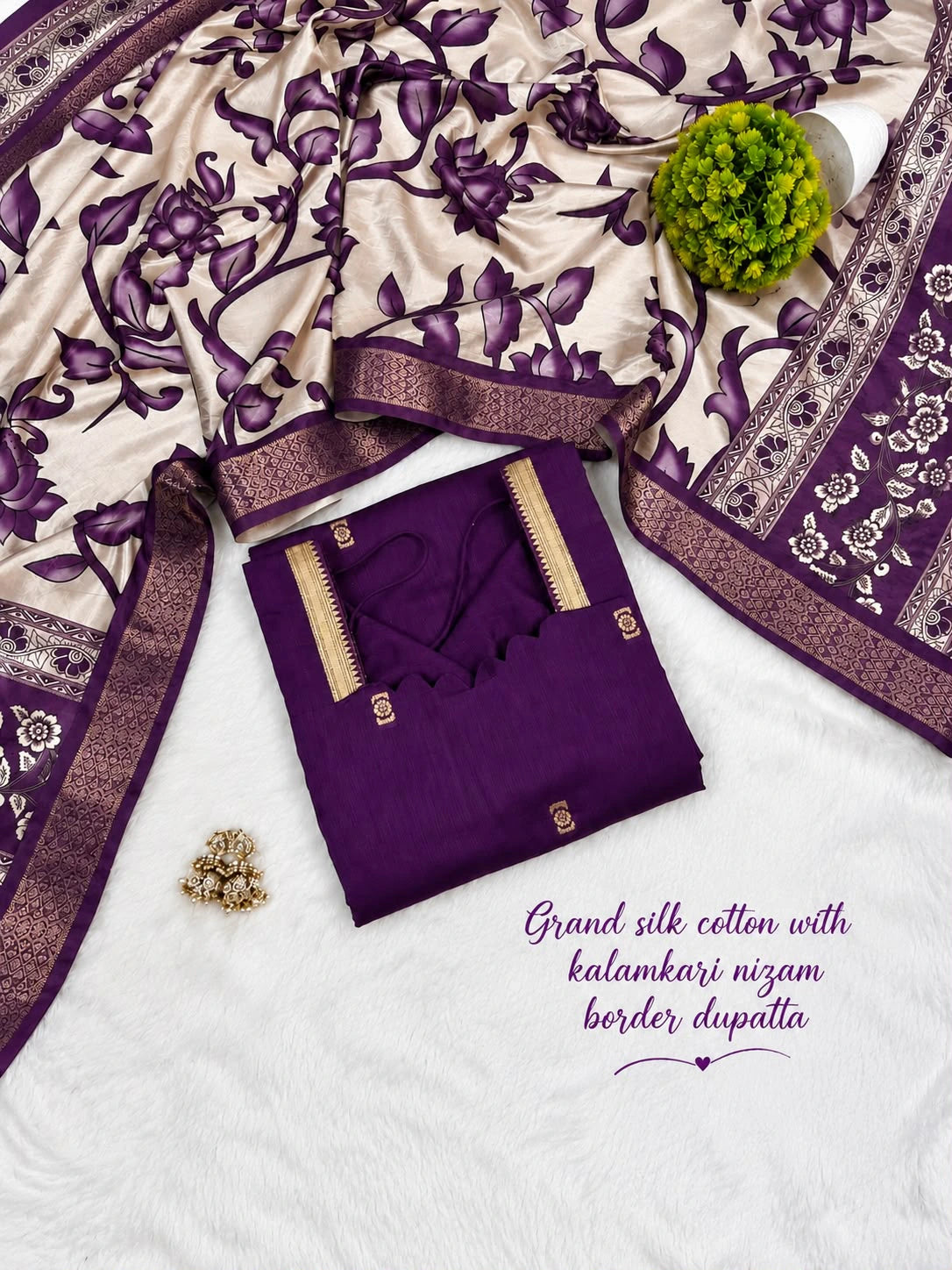 Cotton Top with Chennuri Silk Kalamkari Dupatta 10