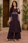 Olive Green Cotton Kurti Set - Elegant 1