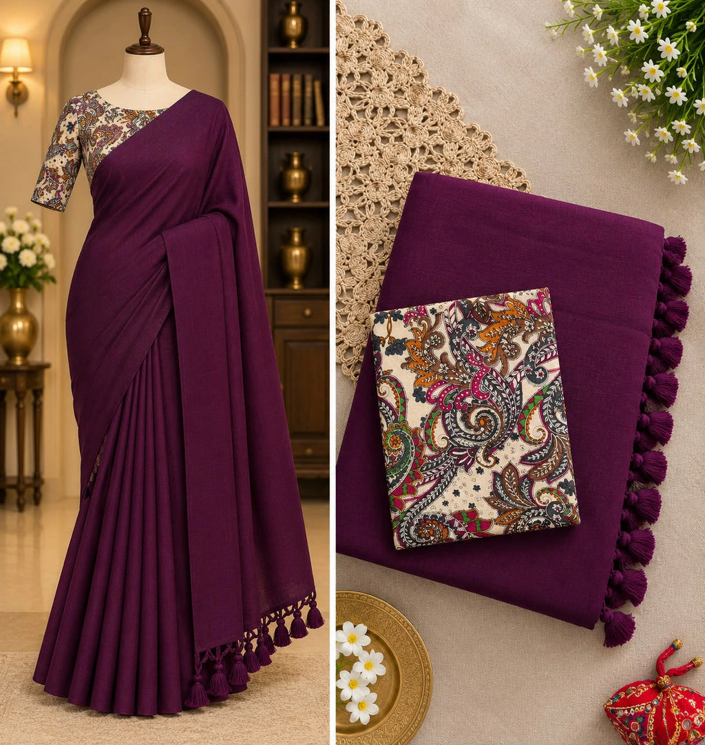 Khadi Cotton Saree with Blouse 4