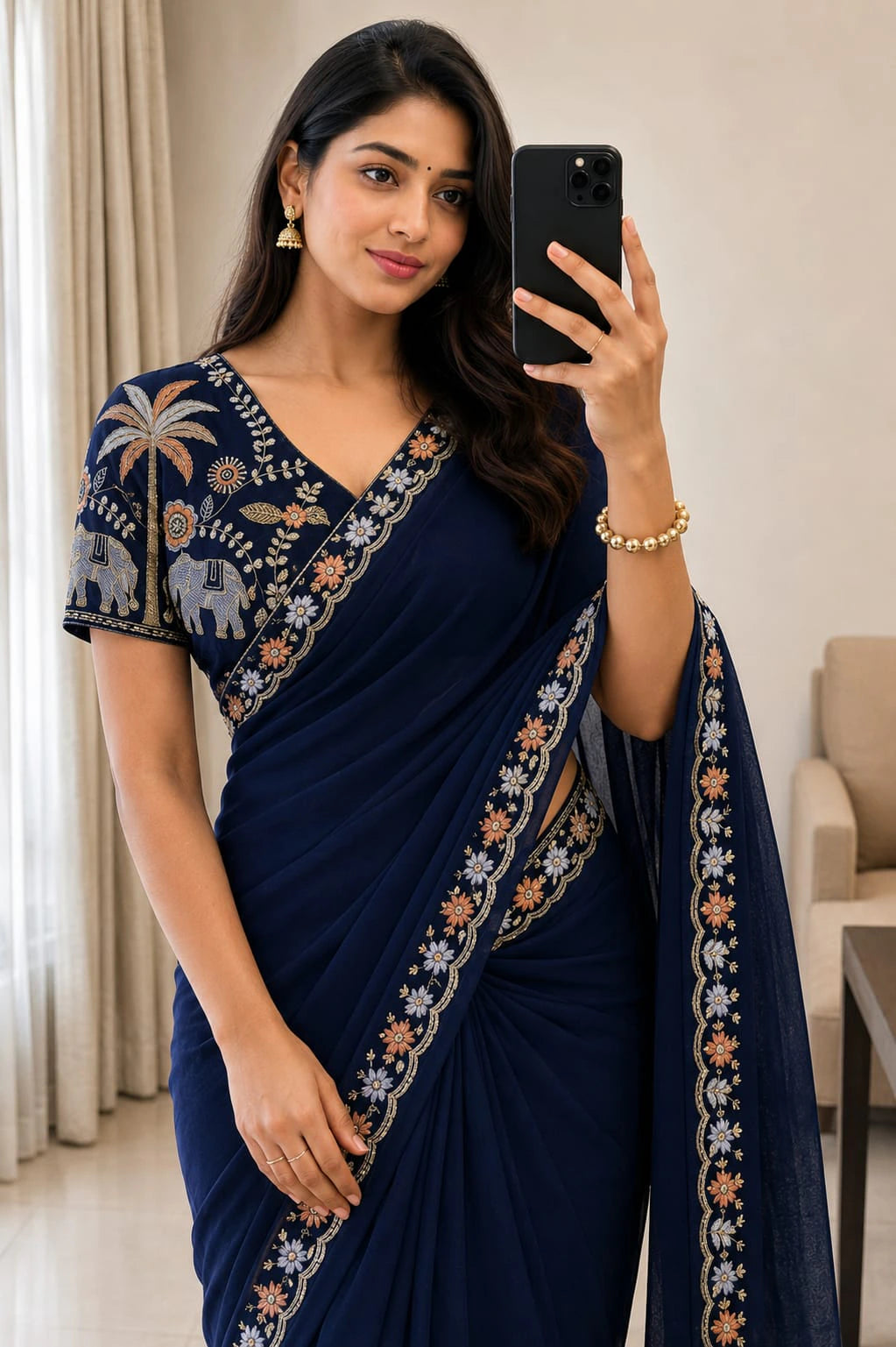 Georgette Embroidered Saree 5