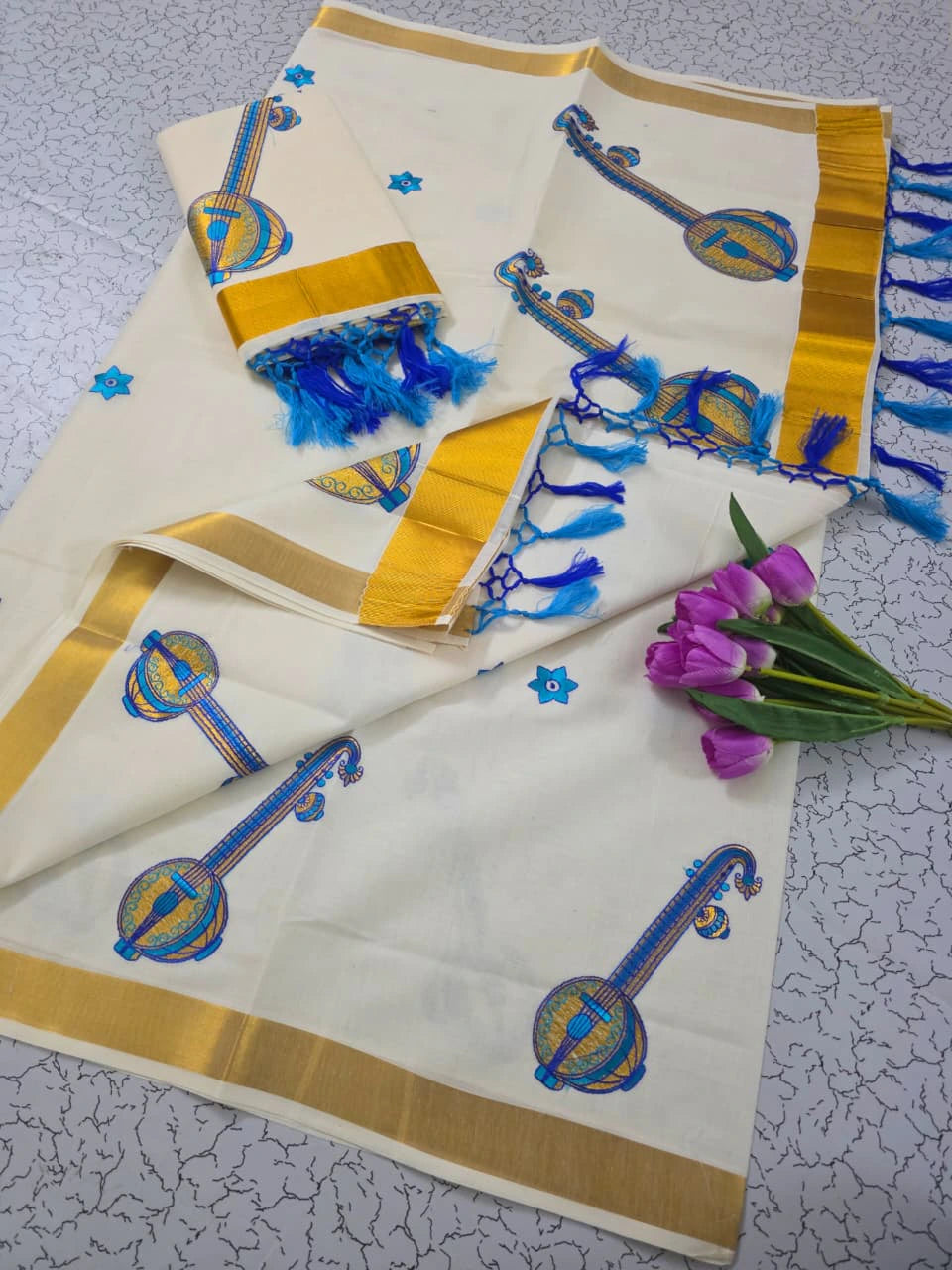 Cotton Embroidered Saree with Blouse 2