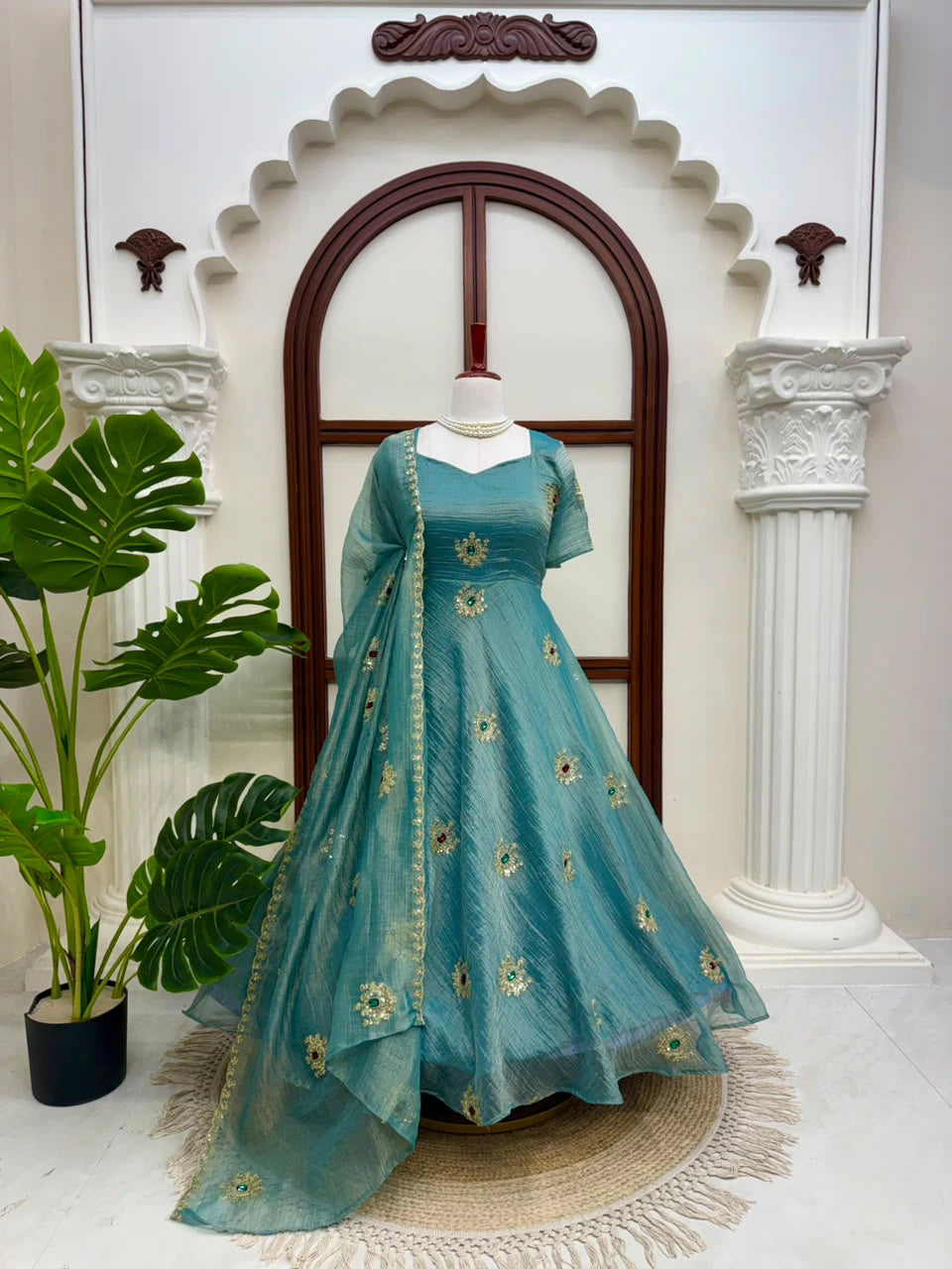Salsa Silk Gown with Pant Set & Dupatta 5