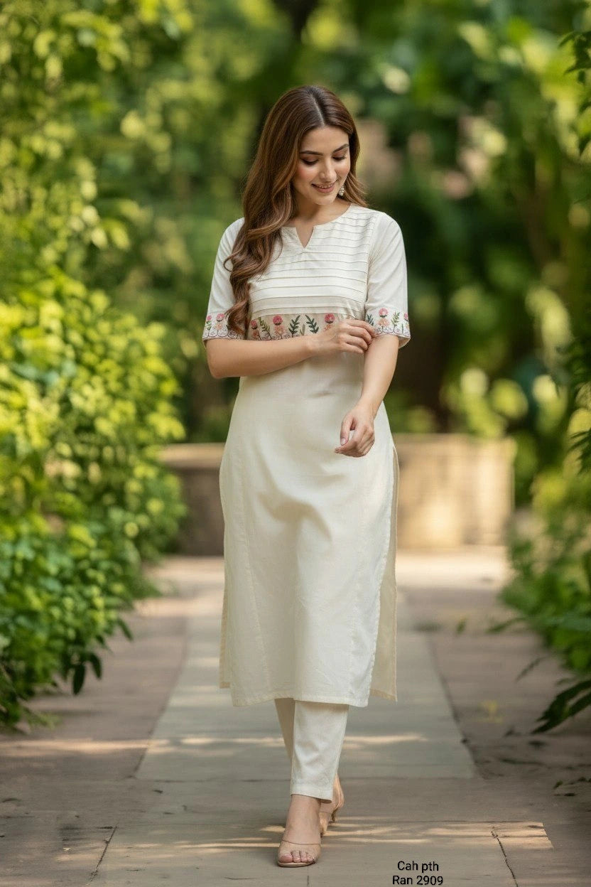 Cotton Embroidered Kurta set 1