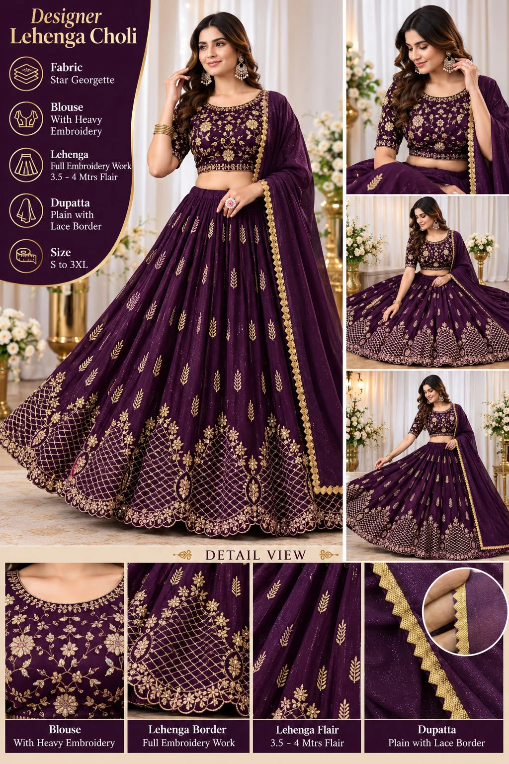 Georgette Embroidered Lehenga Choli Set 1