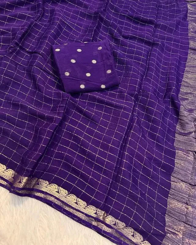 ❤️💜Most Gorgeous Pure Viscose Georgette Sarees With Blouse💜❤️ 2