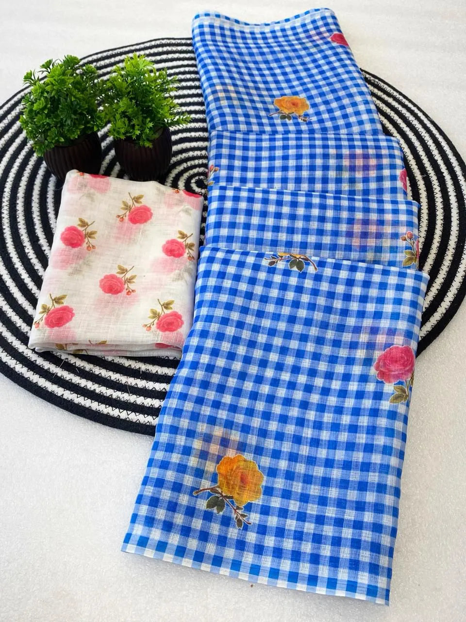 🍁🍁Trending Pure Linen Cotton Sarees With Unstitched Blouse🍁🍁 6