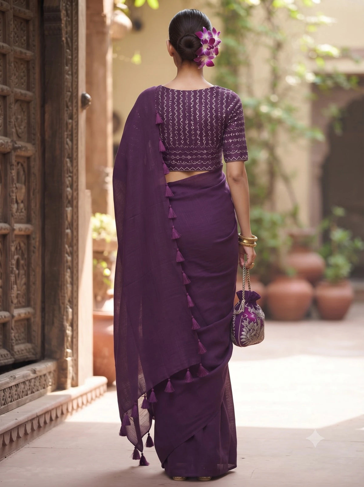 Elegant George Saree with Matching Blouse 7
