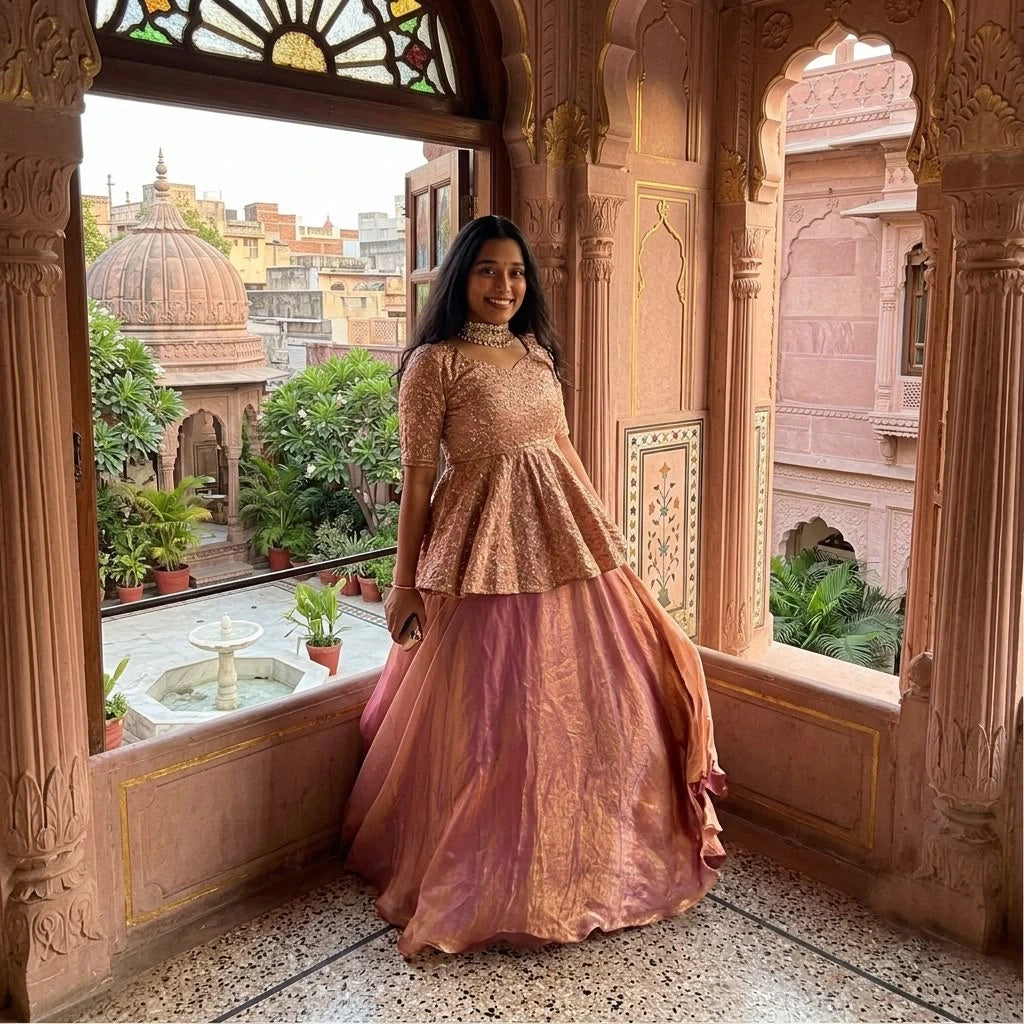 Space Silk Peplum Lehenga Set 10