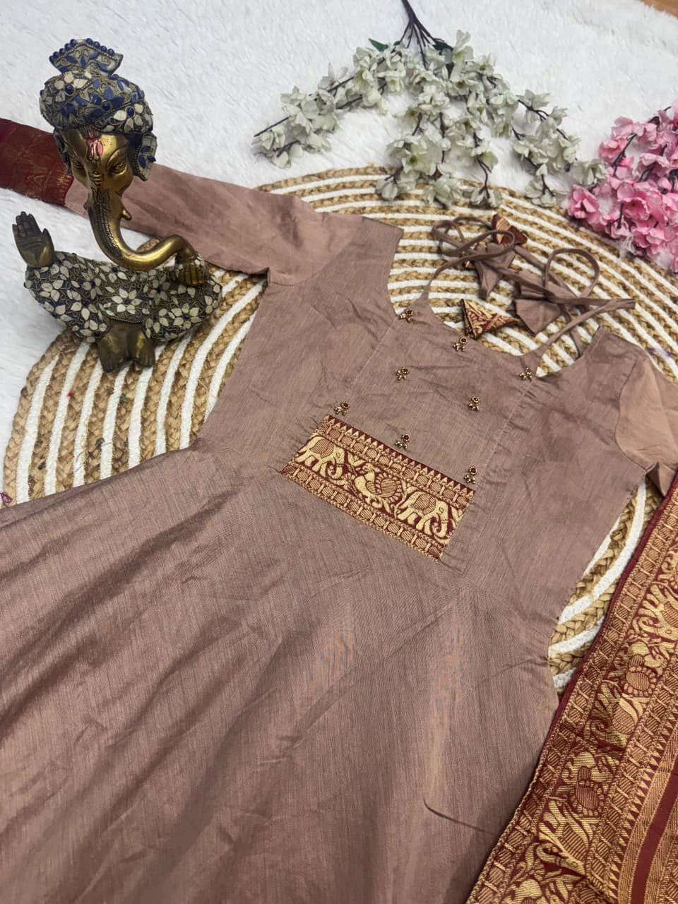 Pattu Cotton Anarkali Suit 5