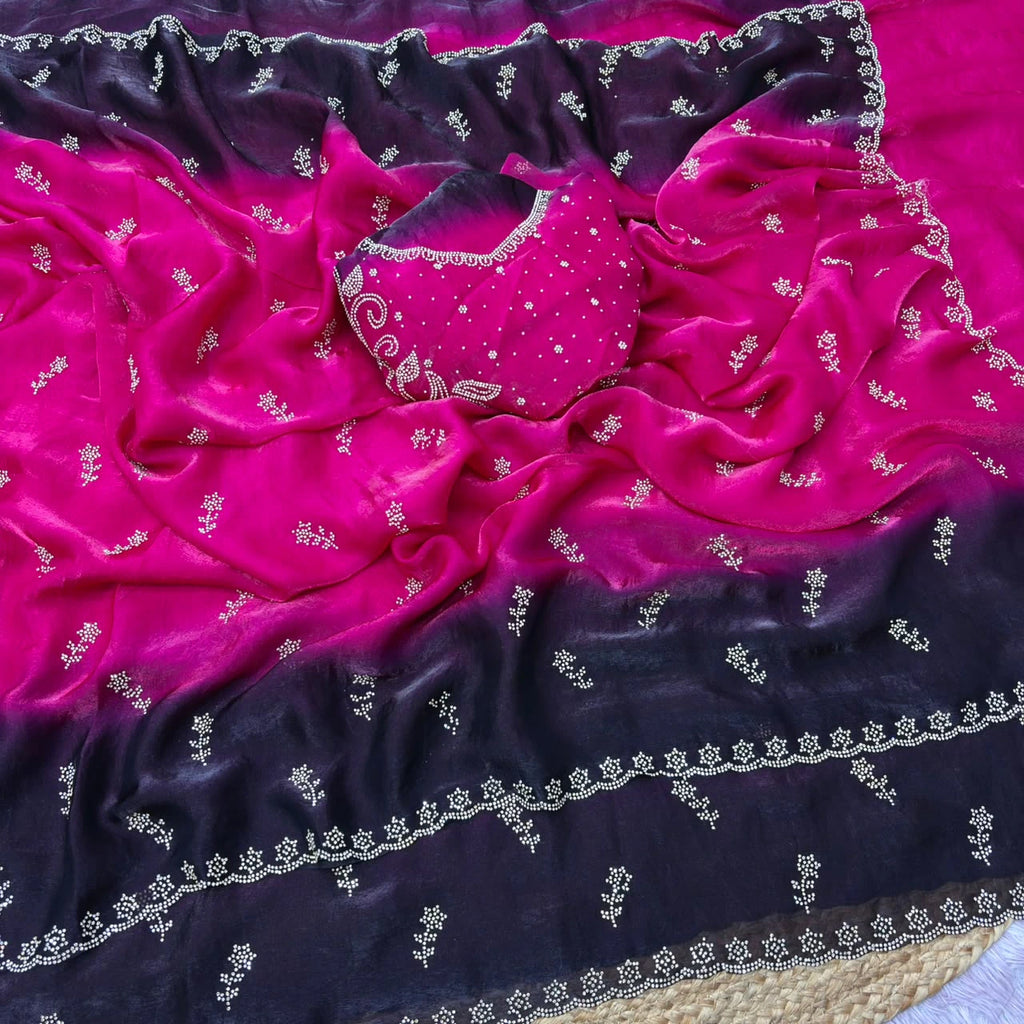 Space Silk Saree with Jarkhan Work 6