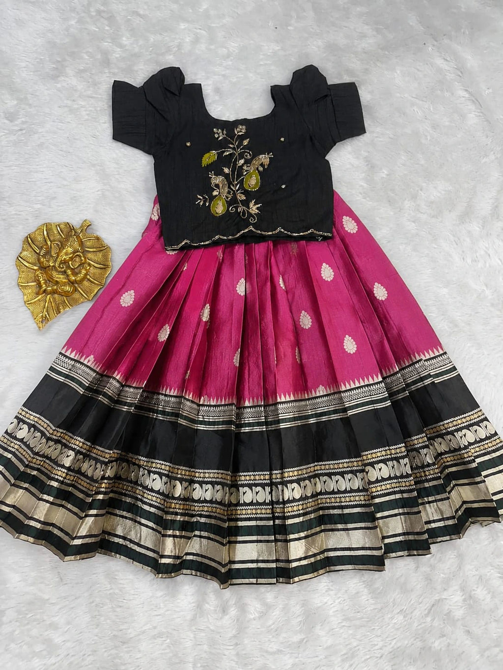 Silk Zari Woven Kids Lehenga 5