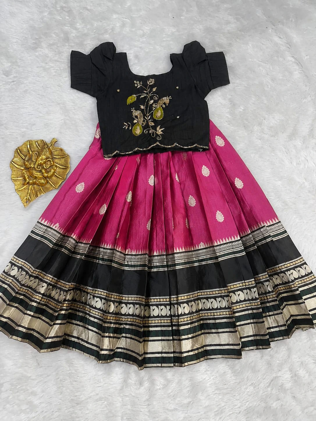 Silk Zari Woven Kids Lehenga 5