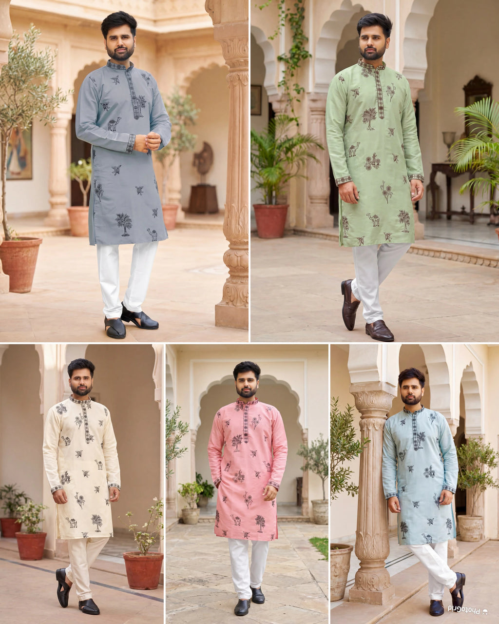 Roman Silk Embroidered Kurta Set 7