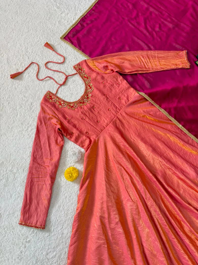 Sindoor Tissue Silk Gown 6