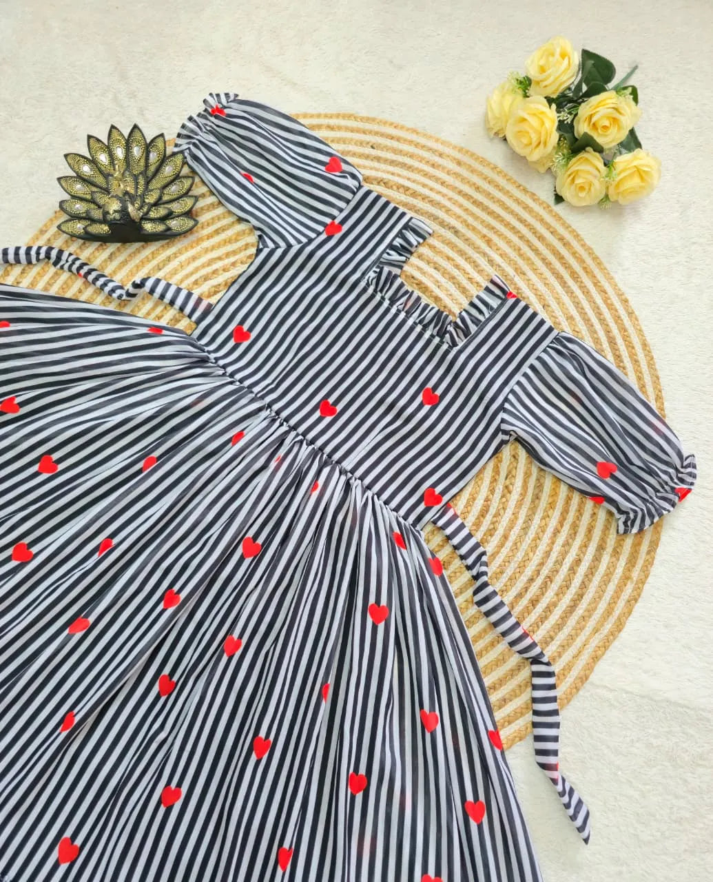 💕💕Premium Mul Chanderi Heart Printed Maxi Gown💕💕 8