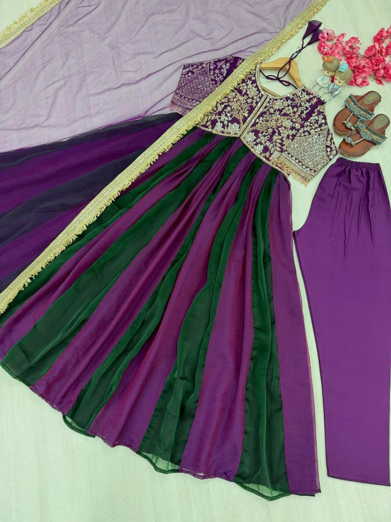 Silk Embroidered Gown Set 10