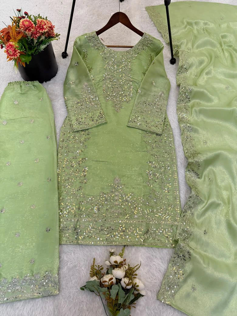 Silk Embroidered Kurta Set 4