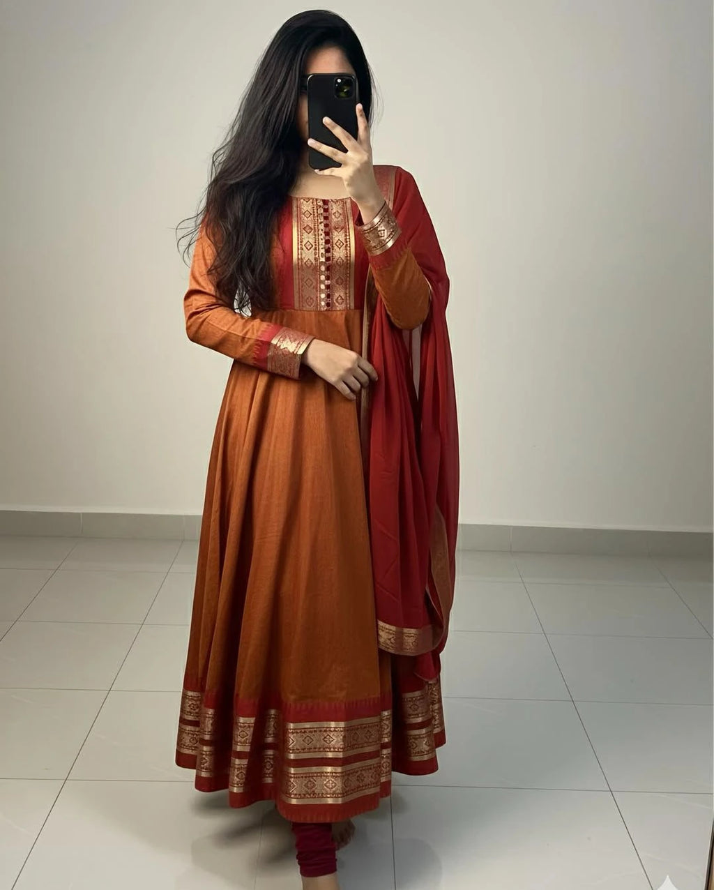 Pure Silk cotton Anarkali with dupatta 6