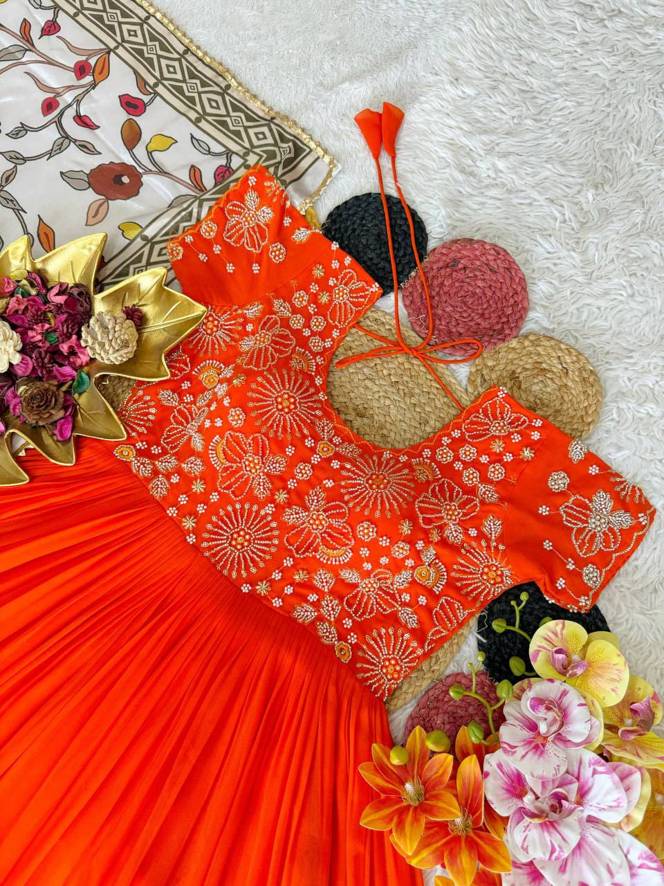 Top Trending Festival Collection. Beautiful Maggam Work Gown With Kalamkari Dupatta. A touch of glam 7