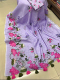 Linen Printed Saree with Blouse 2
