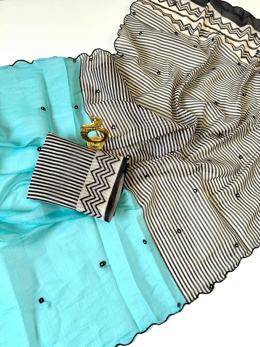 🪻🪻Trending Mirror Work linen cotton sarees with Attractive Digital prints🪻🪻 10
