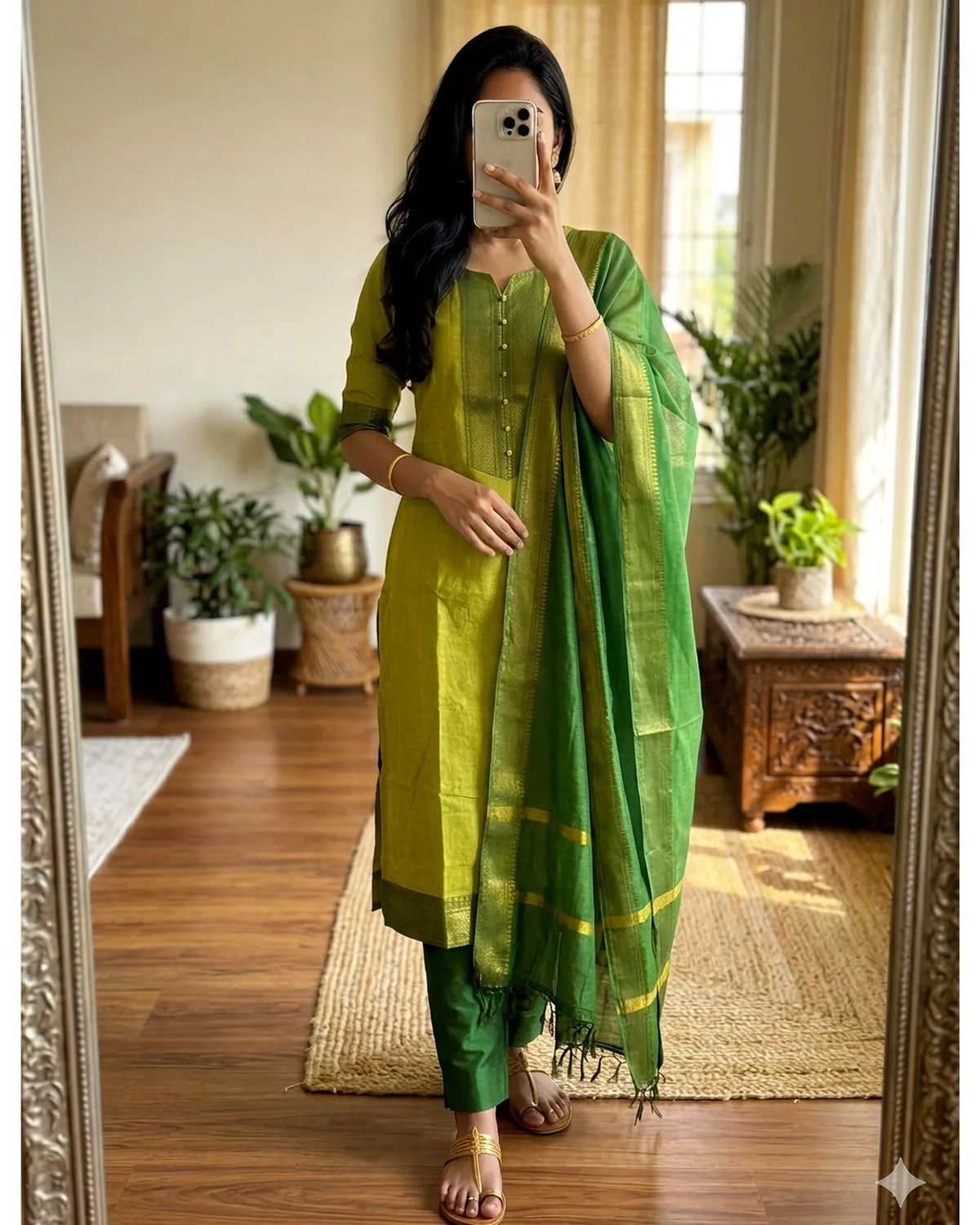👑👑Stunning Mangalagiri silk cotton Kurti set❤️❤️ 2