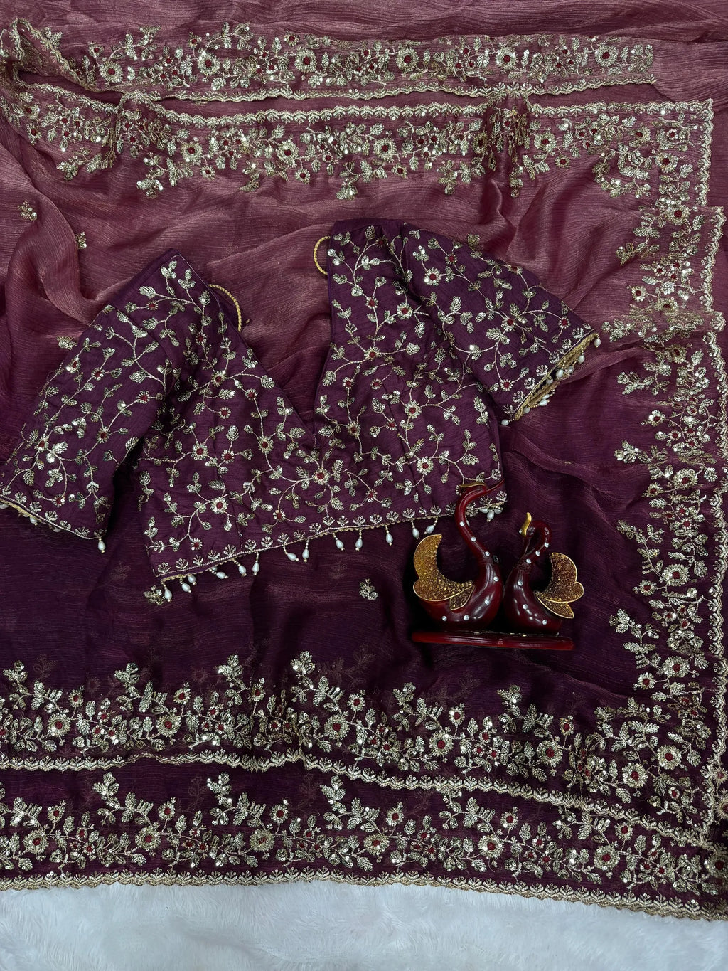 🌸🌸Beautiful Soft Fendy Sequence Embroidery Work Sarees🌸🌸 9