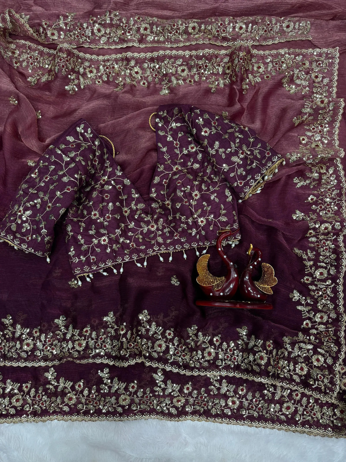 🌸🌸Beautiful Soft Fendy Sequence Embroidery Work Sarees🌸🌸 9