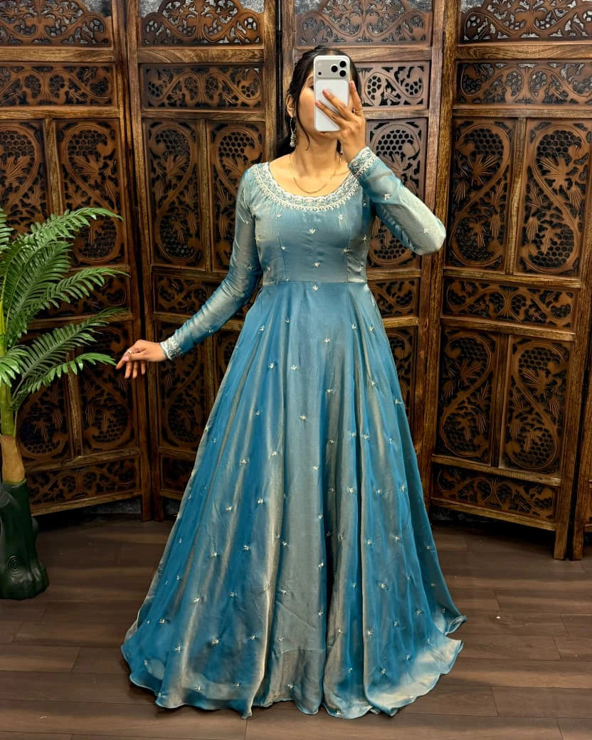 Premium South Silk Gown with Dupatta 5