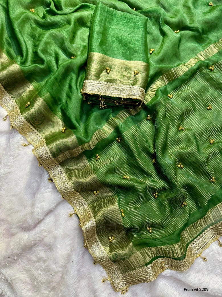 Tissue Silk Saree with Ghungroo Work 9