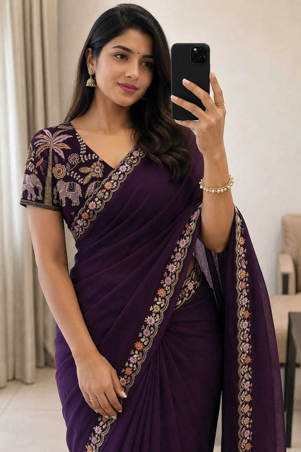 Georgette Embroidered Saree 3