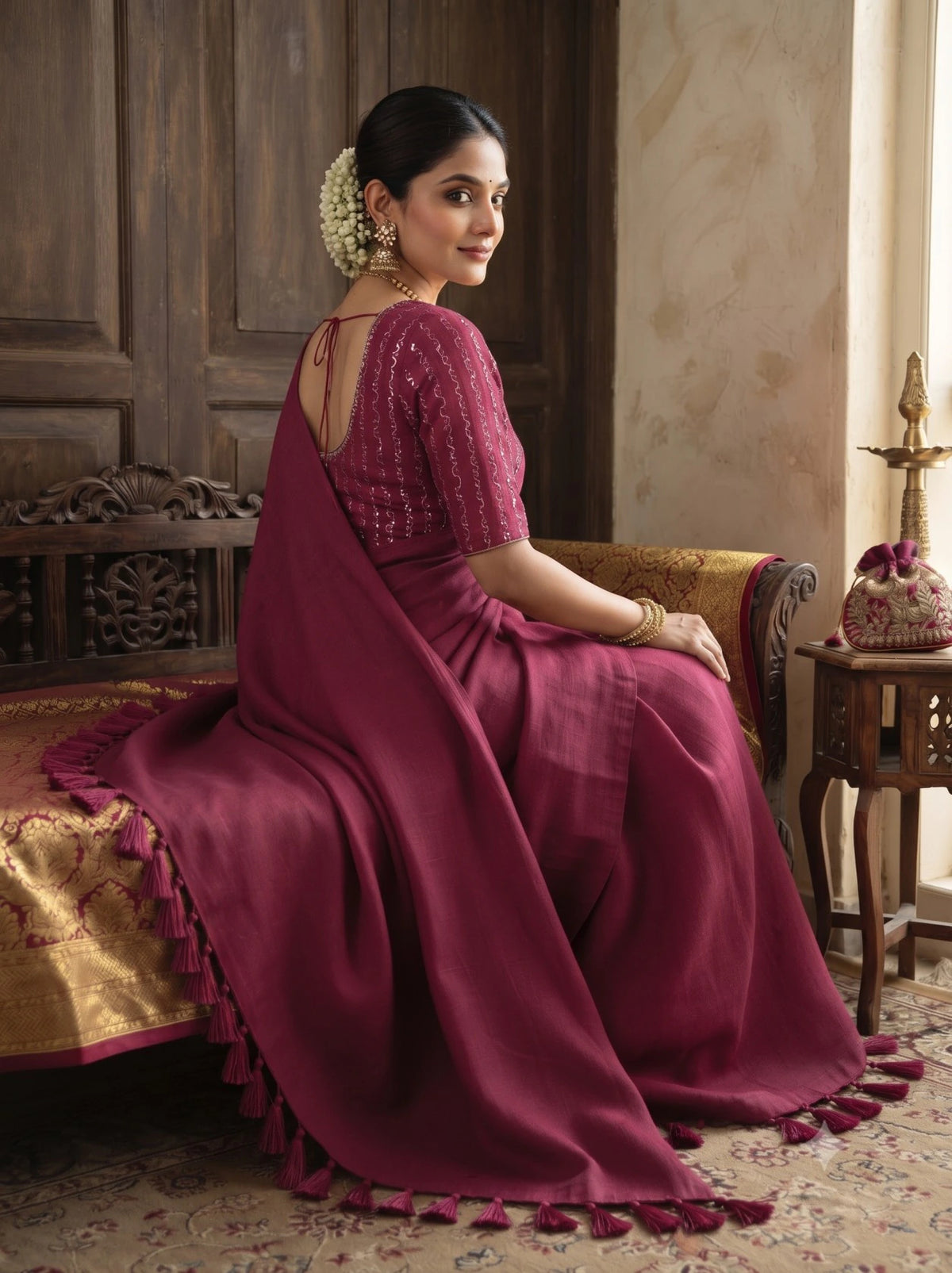Elegant George Saree with Matching Blouse 4