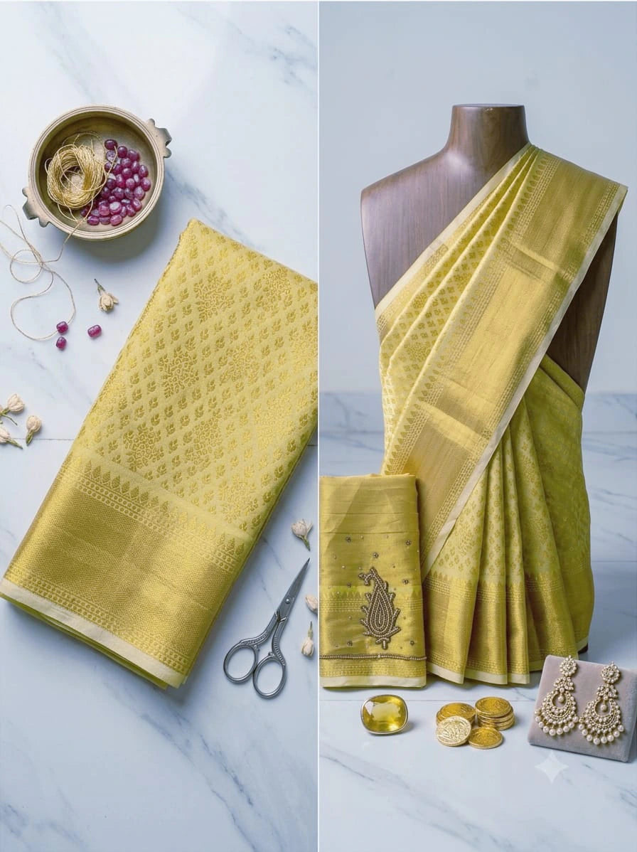 Soft Silk Saree with Aari Work Blouse 10