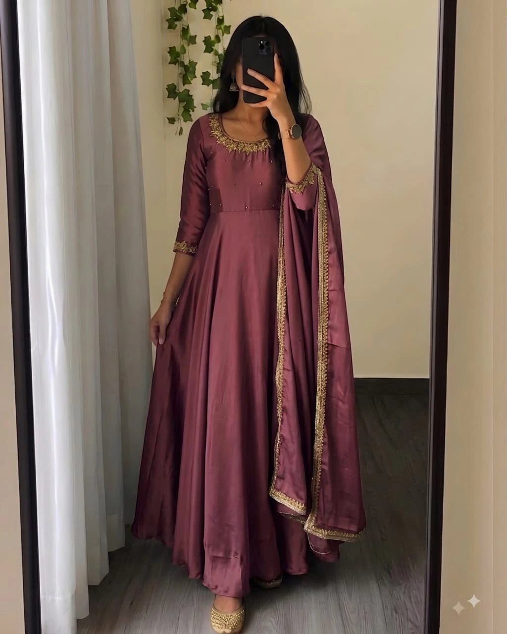 Rangoli Silk Anarkali Gown with Dupatta 5